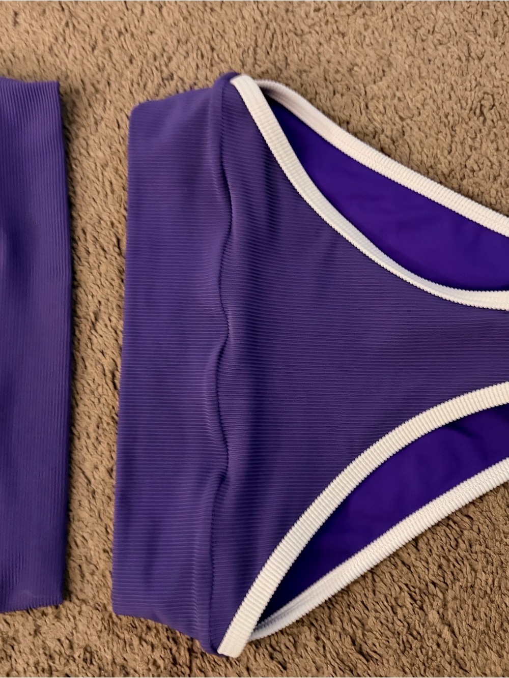 LainSnowPurple Ribbed Two-Piece Bikini with White Trim - Picture 3 of 4